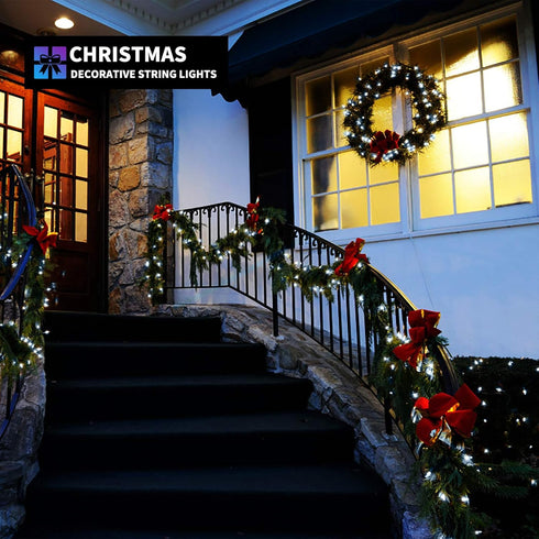 Tcamp Christmas Lights, 33ft 100LED Indoor Outdoor String Lights with Remote Timer, USB or Battery Powered Fairy Lights