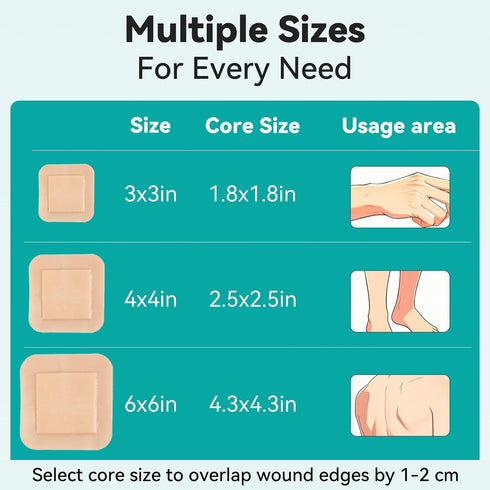 6"x6" 5 Pack Dimora Silicone Foam Dressing with Border Adhesive Waterproof Wound Dressing Bandage for Wound Care