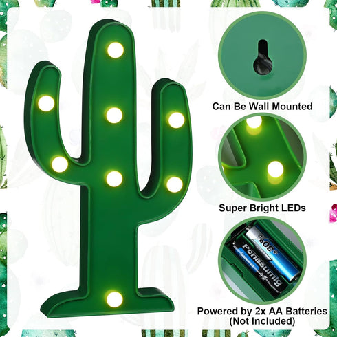 2 Home(10 5.71 Inch) Riakrum Pcs LED Night Light LED Cactus Light Mexican Party Decorations Cinco De Mayo Decorations