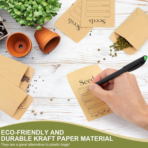 Joyberg 156 PCS Seed Envelopes - 3.15”x 4.72” Kraft Seed Saving Envelopes, Self Sealing Mini Envelopes for Seed