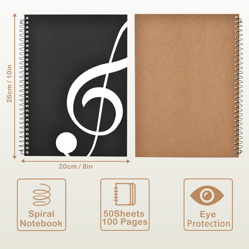 Music Notebook 2 Pack, 100 Sheets/200 Pages Blank Sheet Music Notebook, Staff Manuscript Paper Notebook, Music Writing Composition Notebook, Songwriting Notebook Music Accessories Gift, 26x20cm/10"x8" by VIVTOB