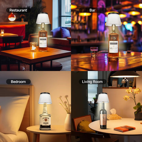 2025 New Bottle Lamp - LED Bottle Lights for Liquor & Wine Bottles, Cordless Lampshade, Whiskey Bottle Top Light