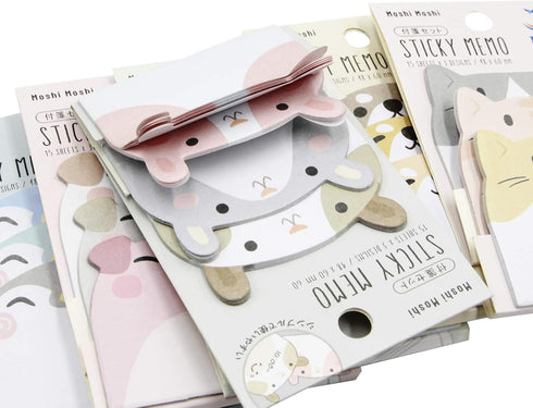 MINGSEECESS 12 Packs Cute Animal Cartoon Sticky Notes, Self-Stick Memo Pad Sets for Pet Lovers Women Girls