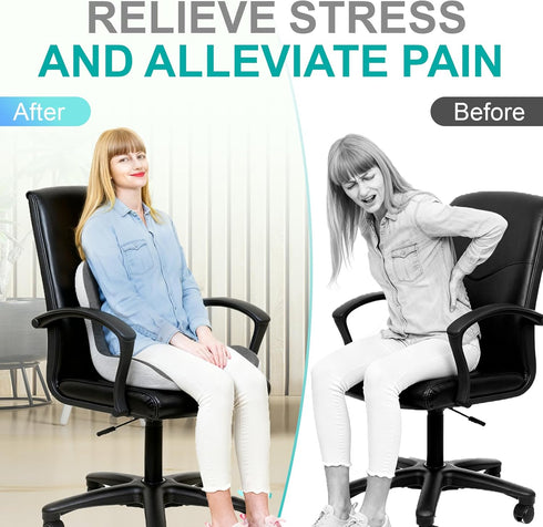 Wacalarda Tailbone, Seat Cushion for Office Chair, Car and Wheelchair Use, with Lumbar Support Pillow and Memory Foam