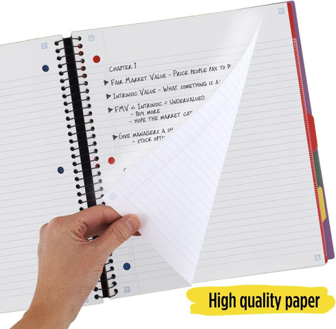 Five Star Spiral Notebook, 5 Subject, College Ruled, 200 Sheets, 8-1/2" x 11", Purple, Advance Notebook with Spiral