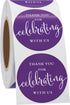 hylabelest 1.5 Inch Package 500 (10 Thank You for Celebrating with Us Stickers Purple for Party Favor, Card Seals