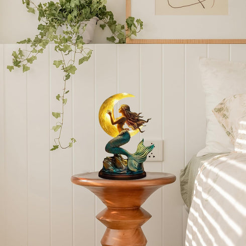 Generic Mermaid Night Light - Resin Touch Control Decoration, Bedroom Decorative Lamp, Nursery Home Bedside Accessory
