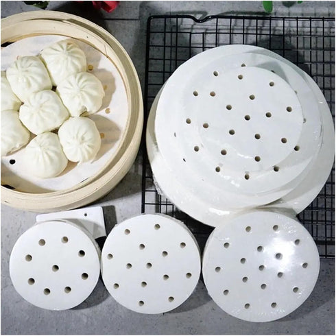 Generic 100Pcs Tools(7in) Steamed Paper Buns Pastries Non-stick Dim Sum Bread Bakery Restaurant Kitchen Cooking