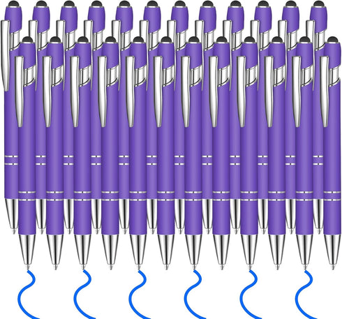 Lmisraely 24 Pcs Blue Ink Ballpoint Pen with Stylus Tip 2 in 1