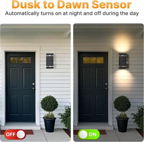 futxnziey 1 Pack, Outdoor Wall Lights Integrated LED Up Down Lights, Modern Black Outdoor Wall Light with Dusk to Dawn