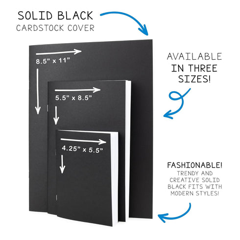 Hygloss Blank Black Books - Unlined Notebooks for Journaling, 24 White Pages (12 Sheets), 8.5 x 11-Inch, 10 Books