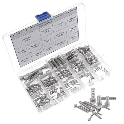 #2-56 to 5/16"-18 UNC Stainless Steel Hex Socket Head Cap Screws/Bolts Assortment Kit