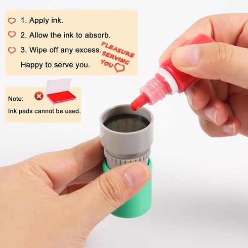 PEUTIER 5pcs Pleasure Serving You Stamps, Self Ink Server Stamps for Service Work Ideal Teacher Office Stationery