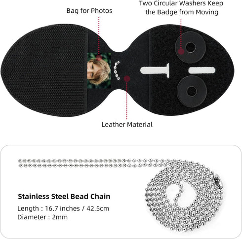 Thinp Badge Holder, Security Badge Holder Security Guard Cowhide Universal Holders Belt Clip,Metal Clip and Chain