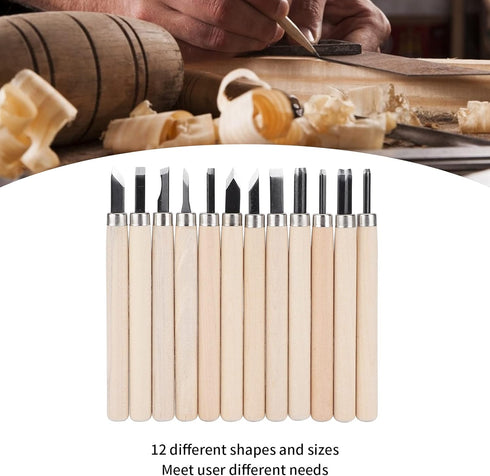 12Pcs Wood Carvin Tool Set, Rubber Stamp Carvin Knife, Steel Sculpture Knife for Soft Materials Wood Soap Clay
