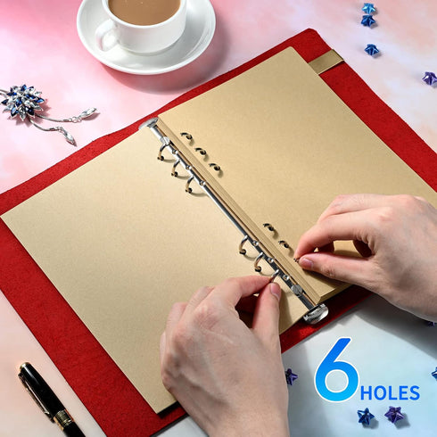 Tofun 2 Packs A5 A5 6-Ring 80 160 Blank Vintage Refillable Paper, Retro Binder Refills Paper for Binders Planner