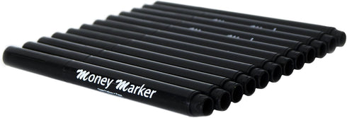 Money Marker (12 Counterfeit Pens) - Counterfeit Bill Detector Pen with Upgraded Chisel Tip for Universal Currency