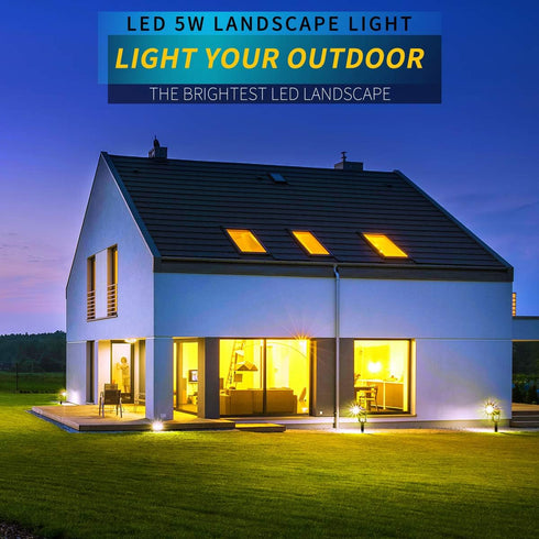 LED Landscape Lights, 5W 120V AC Outdoor Garden Spotlight, IP65 Waterproof with 5-ft UL Cord (Pack of 1)