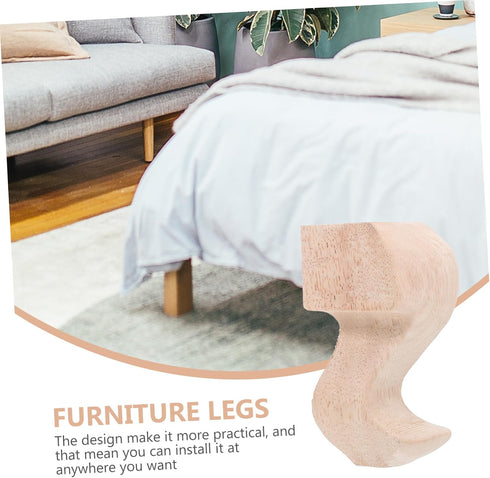 4pcs STOBOK Rubber Wood Furniture Legs for Chairs and Tables Easy to Install Furniture Feet Accessories Compact