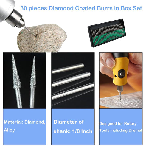 50PCS Stone Carving Set with Polishing Diamond Burrs for Dremel, Rotary Tools Accessories for Grinding, Cutting,