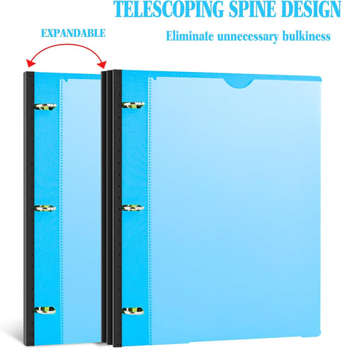 INFUN 1 Inch Telescoping 3 Ring Binder - 4PCS, Flexible Round Binder with Customizable Front Cover
