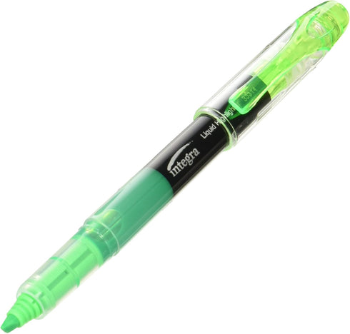 Integra Liquid Ink Highlighter, Chisel Tip, Fade Resistant, Fluorescent Green