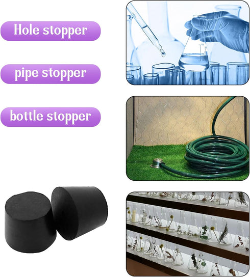 AnRui 6 Pack Solid Rubber Stoppers Tapered Lab Seal Plug 42mm to 50mm for Test Tubes, Industrial, Laboratory