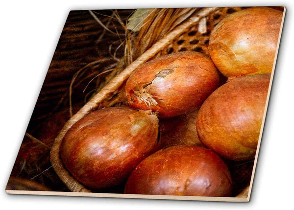 3dRose Brown Onions in a Wicker Basket. Textured Photo, Kitchen Decor 8