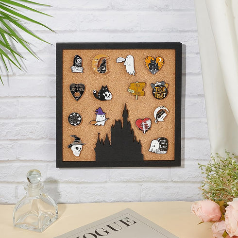 BENECREAT Square Pin Board Cork Board, 8x8inch Wall Mounted Display Board for Brooch Pin Storage Decor