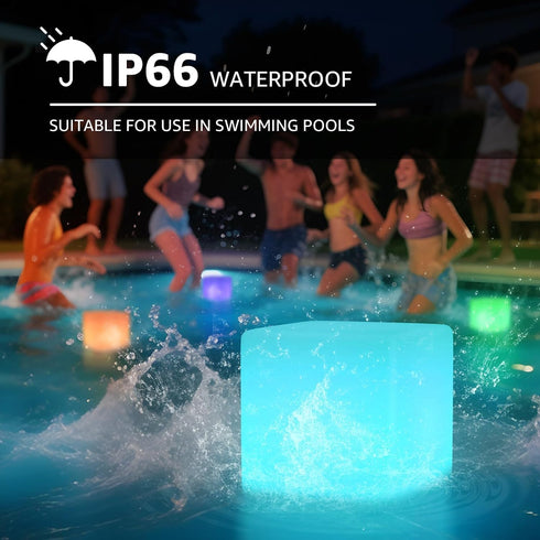 FUYO 6 inch 16 (White-6 inch) LED Light Cube with Remote Waterproof Light Up Cube Chair, RGB Colors LED Table for Kids
