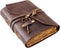 Vintage Leather Journal - Antique Handmade Deckle Edge Leather Bound Sketchbook, 9"x6"