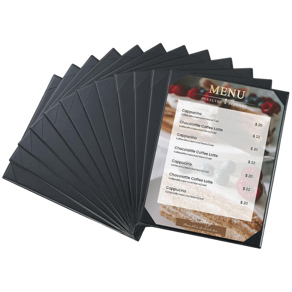 12 Pack 1 View 8.5" x 11" Menu Holder Menu Covers |