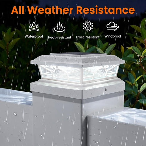 4x4 3.5x3.5 4-Pack 2 Brightever Solar Post Cap Lights, Outdoor Solar Powered Fence Post Lights Fit Vinyl/Wood Posts