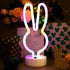 Welpurch Bunny Shape LED Neon Signs, Colorful Rainbow Rabbit Neon Lights USB/Battery Powered Night Lights with Base
