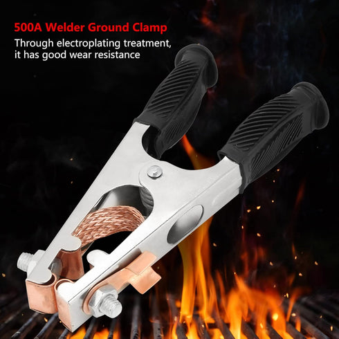 Welding Ground Clamp, 500A Electroplated Earth Clip, Copper Grounding Clamp for Manual Welder