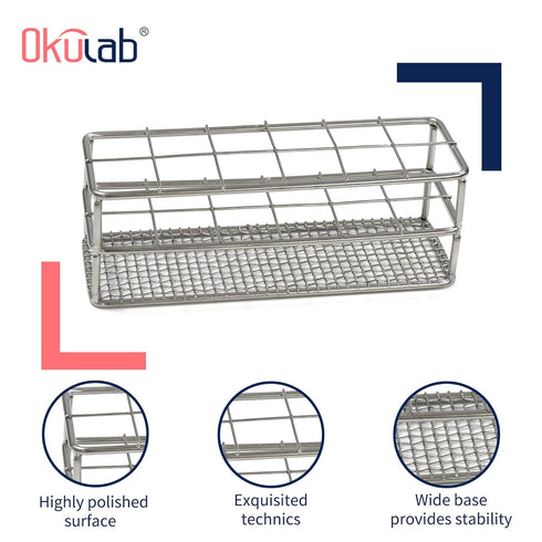 2pcs Stainless Steel Test Tube Racks, 12 Holes, Wire Constructed Holder for Dia.=21mm Tubes