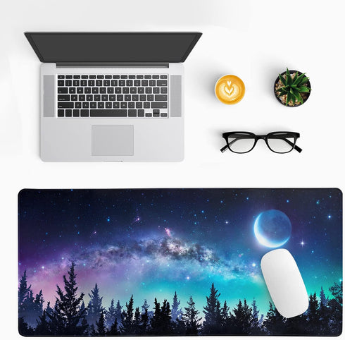 Extended Gaming Mouse Pad, XL Large Desk Pad, Stitched Edges, 3mm Thick Non-Slip Rubber Base, 31.5 X 11.8 Inch
