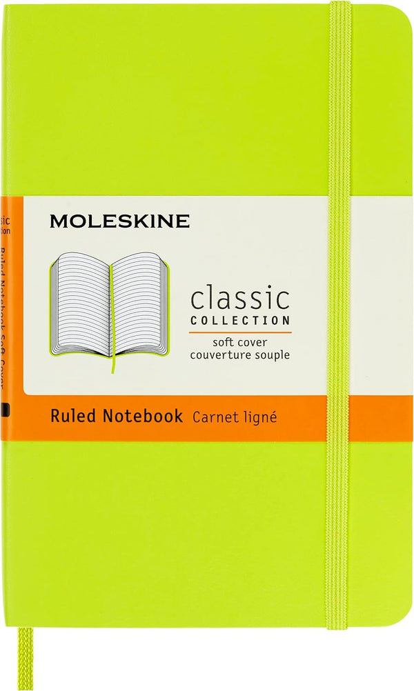 Moleskine Classic Notebook, Soft Cover, Pocket (3.5" x 5.5"), Ruled/Lined, Lemon Green, 192 Pages