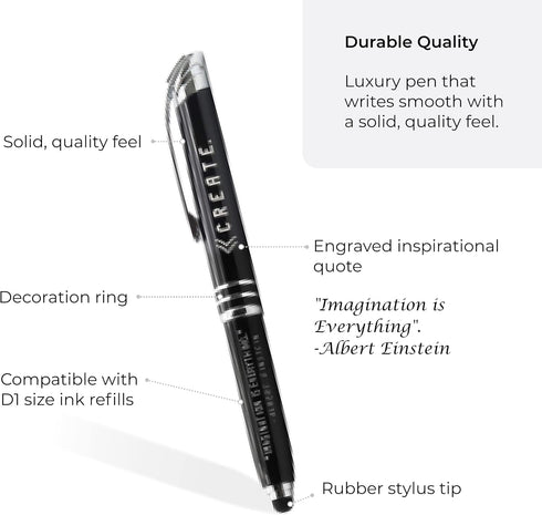 Inkstone Albert Einstein Inspirational Quote Penlight - Engraved Pen with Stylus Light and Writing Tip