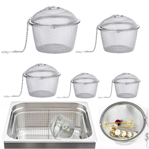 5 Pcs Ultrasonic Cleaner Baskets, 304 Stainless Steel for Jewelry Cleaning