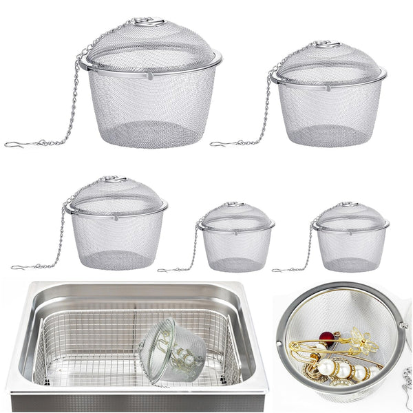 5 Pcs Ultrasonic Cleaner Baskets, 304 Stainless Steel for Jewelry Cleaning