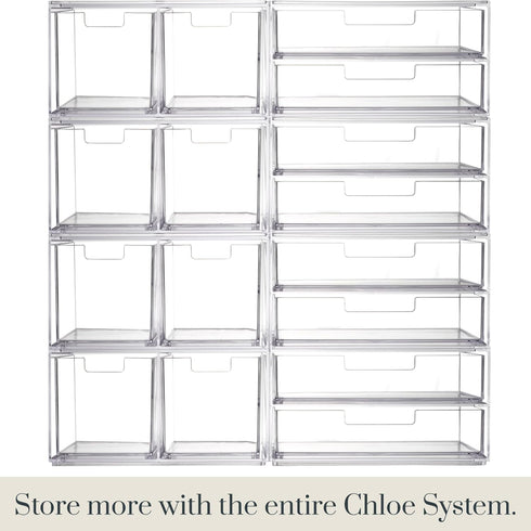 STORi Chloe Space-Saving Clear Drawer Organizer with 4 Wide Drawers for Office, Kitchen, Beauty Supplies, Made in USA