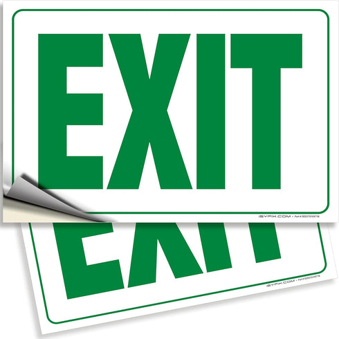 iSYFIX Exit Signs Stickers, 2 Pack, 10x7 Inch, Premium Self-Adhesive Vinyl for Indoor and Outdoor