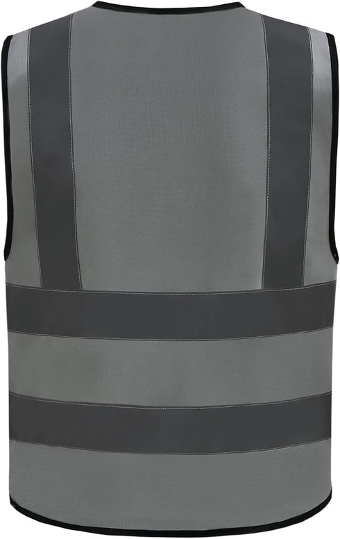 A-SAFETY Grey Security Vest with Zipper Pockets