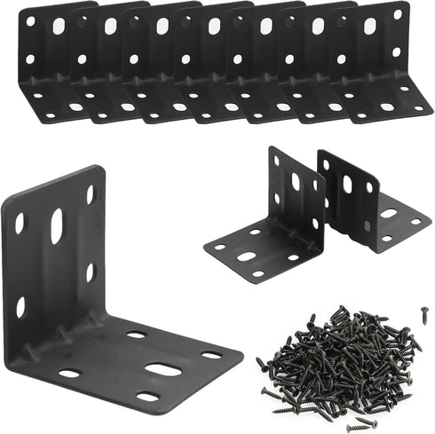 Alise 10PCS Black L Brackets for Shelves, Heavy Duty Metal Shelf Brackets