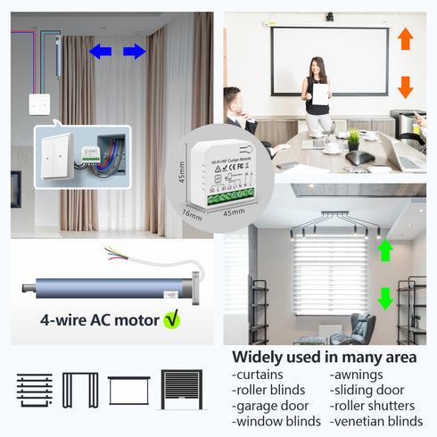 DieseRC WiFi Smart Roller Shutter Controller Module, Tuya APP WiFi Control Compatible with Alexa/Google Home APP Control and Manual Switch, Electric Motor Switch