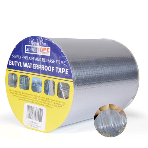 ADHES Butyl Tape Waterproof Aluminum Foil Tape 150mm x 5m for RV Repair, Window, Boat and Pipe Sealing