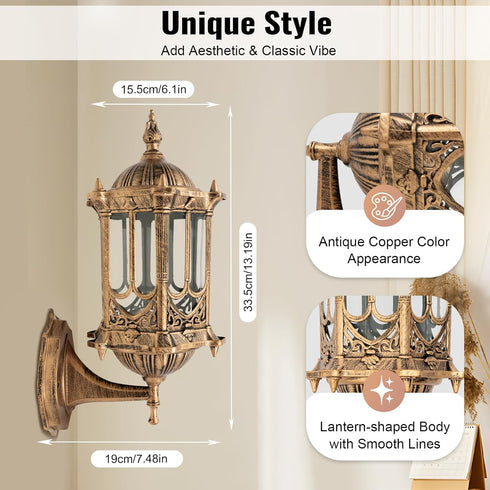 WDZCZDoo Outdoor Wall Lamp, Retro Light Fixture Wall Mount Dusk to Dawn Light for Outside, Front Porch Lights