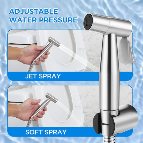Handheld Bidet Sprayer for Toilet Stainless Steel Adjustable Pressure Bidet Sprayer Kit with Brass T-Valve Multipurpose