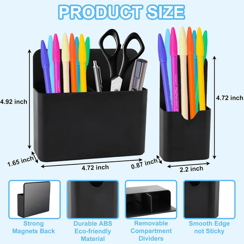 KITANIS Holder,2 Pack Magnetic Pen Magnetic Dry Erase Marker Holder with Generous Compartments,Strong Magnet Storage